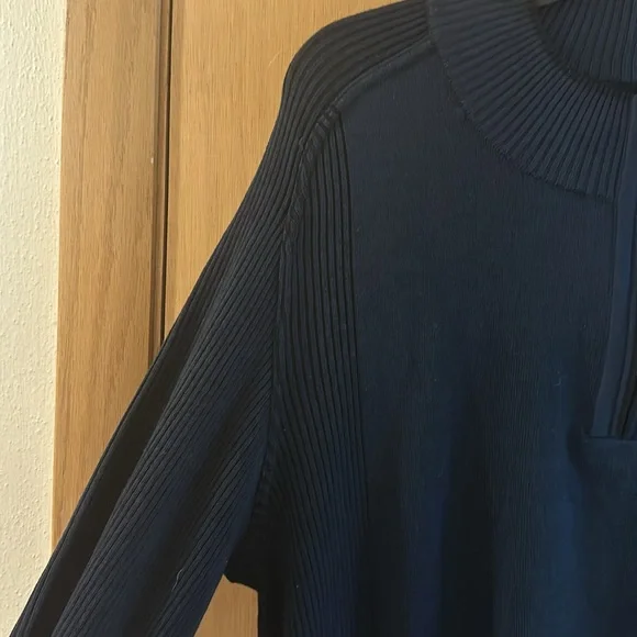 Fairbault Woolen Mill Co Wool Ribbed Quarter Zip Sweater New Navy Blue Size XL